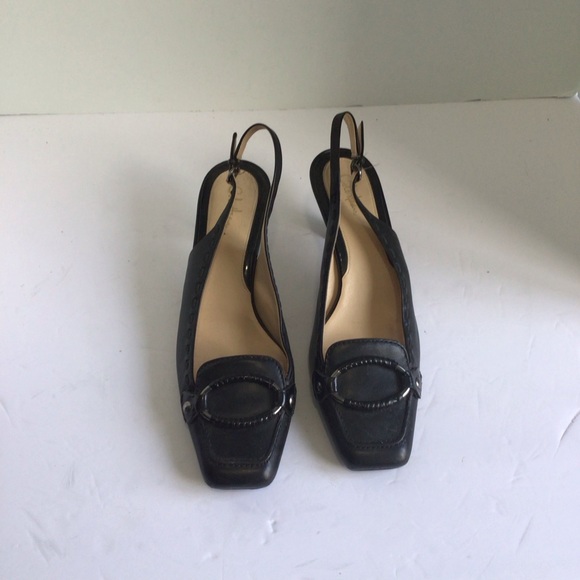 Cole Haan black leather slingbacks.  Size 9 - Picture 6 of 10